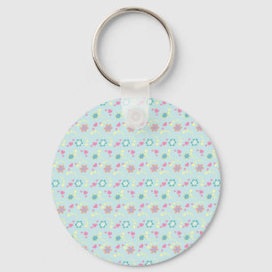 Flower Hearts + your name Key Ring