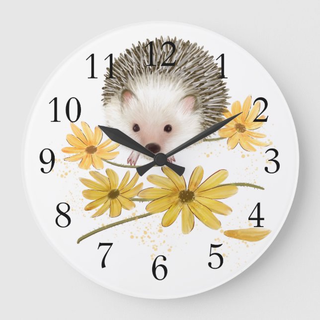 Flower Hedgehog Wall Clock (Front)