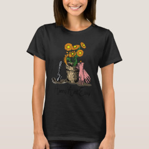 Flower Hoeing Aint Easy Garden Distressed Gardeni T-Shirt