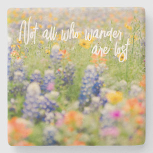 Flower Home Decor with Travel Quote Stone Coaster