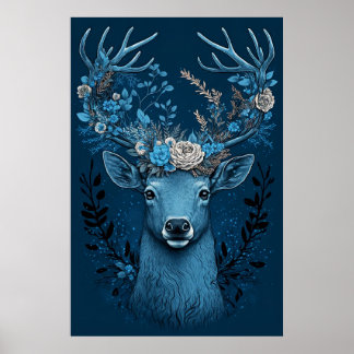Flower-horned Deer: Tranquil and Colourful Beauty  Poster