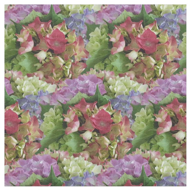 Flower Hydrangea Blue Pink Cute Pattern Template Fabric (Close Up)