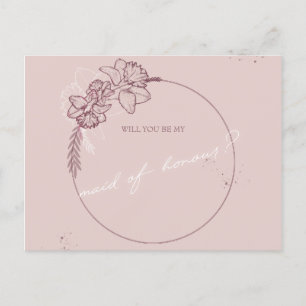 flower illustration  be my maid of honour postcard