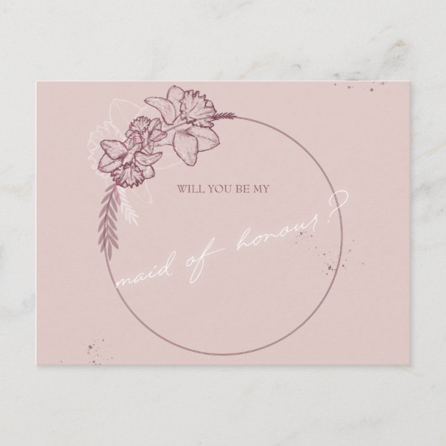 flower illustration  be my maid of honour postcard (Front)