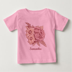 Flower Illustration custom name clothing Baby T-Shirt