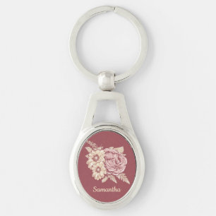 Flower Illustration custom name key chain