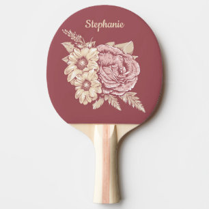 Flower Illustration custom name ping pong paddle