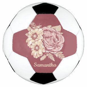 Flower Illustration custom name soccer ball