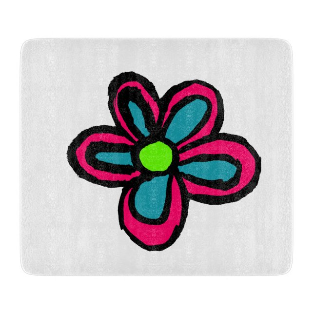 Flower illustration cutting board (Front)