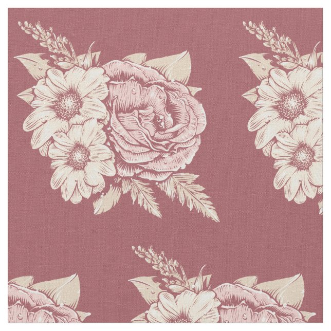 Flower Illustration fabric (Close Up)