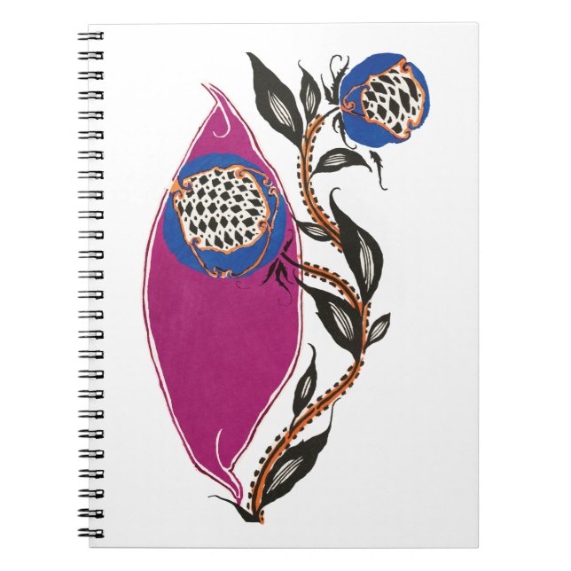 Flower  illustration in stencil print style notebook (Front)