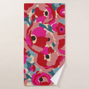 Flower illustration pattern. Floral botanical Moti Bath Towel