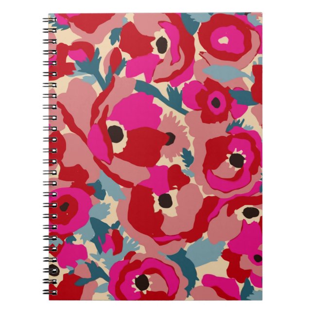 Flower illustration pattern. Floral botanical Moti Notebook (Front)