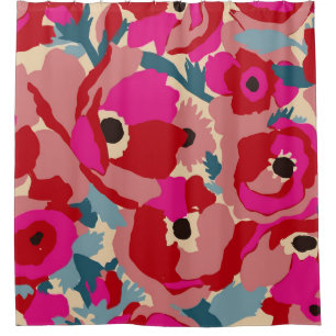 Flower illustration pattern. Floral botanical Moti Shower Curtain