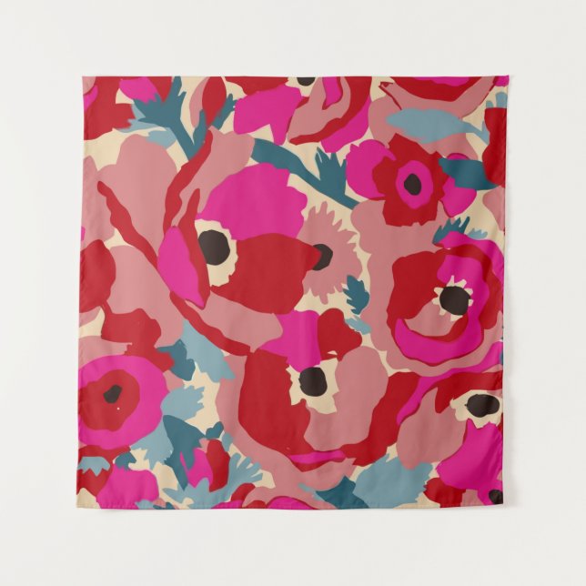 Flower illustration pattern. Floral botanical Moti Tapestry (Front)