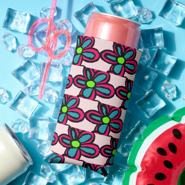 Flower illustration seltzer can cooler (In Situ Summer)