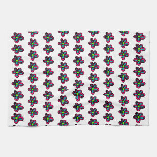 Flower illustration tea towel