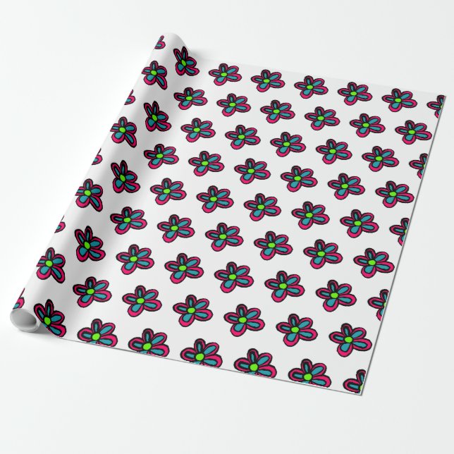 Flower illustration wrapping paper (Unrolled)
