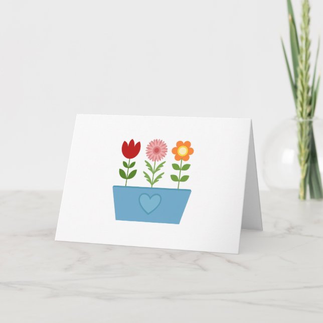 Flower Illustrations in a Blue Window Box Canvas P Card (Front)
