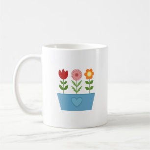 Flower Illustrations in a Blue Window Box Canvas P Coffee Mug