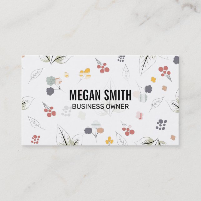 Flower | Illustrative Flowers Floral Elements Business Card (Front)