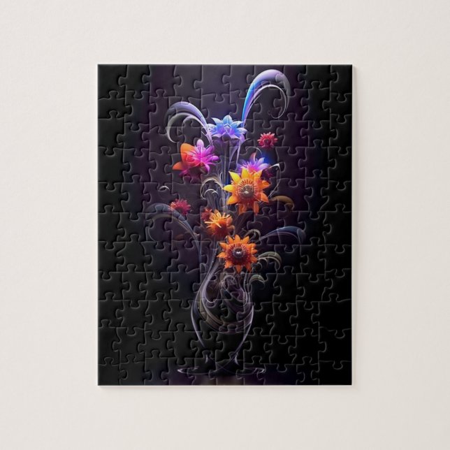 Flower Illustrator Abstract Painting Colourful Jigsaw Puzzle (Vertical)