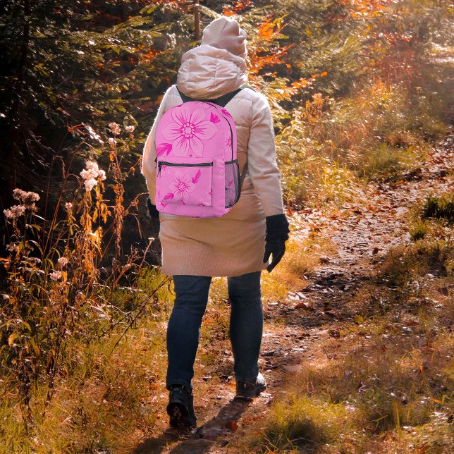 Flower Image No. 1 in the Floral Design Series Printed Backpack (Pink flower: flower image no. 1 in the floral design series on backpack)