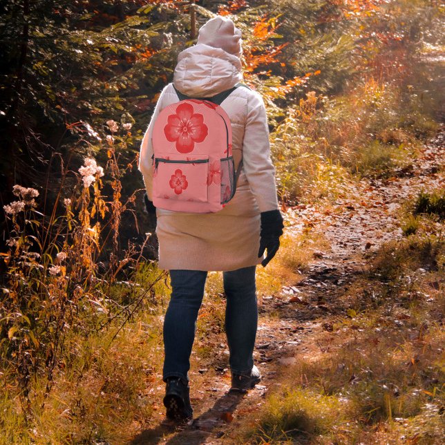 Flower Image No. 2 in the Floral Design Series Printed Backpack (Red flower: flower image no. 2 in the floral design series on backpack)