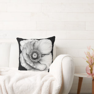 🌸 Flower in Black and White Cushion