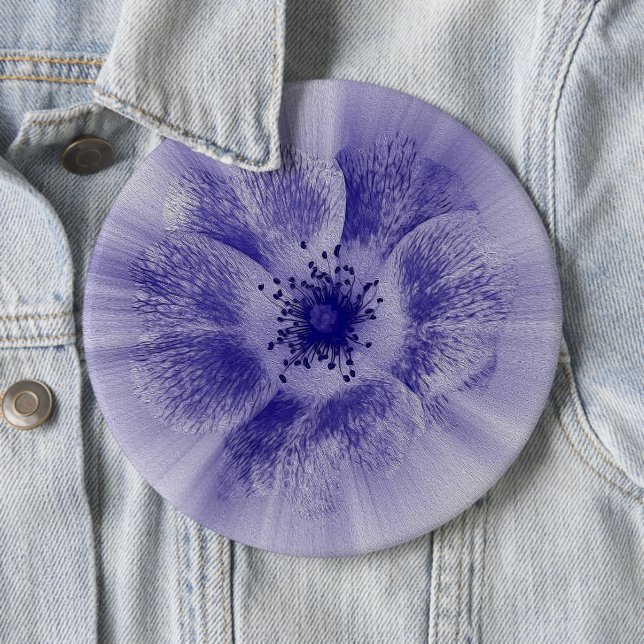 Flower in blue 6 cm round badge (In Situ)