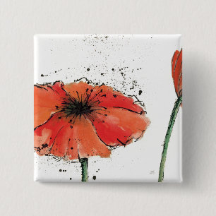 Flower in Full Bloom 15 Cm Square Badge