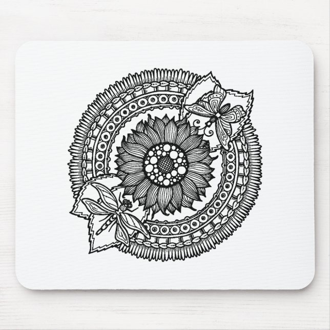 Flower In Mandala Mouse Pad (Front)