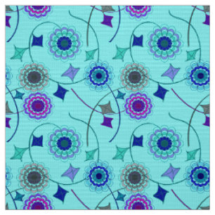 Flower Ivy Blue Modern Fabric