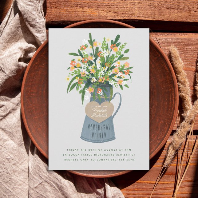 Flower Jug Wedding Rehearsal Dinner Invitation (Creator Uploaded)