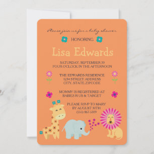 Flower Jungle Animals Invitation