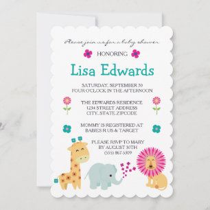 Flower Jungle Animals Invitation
