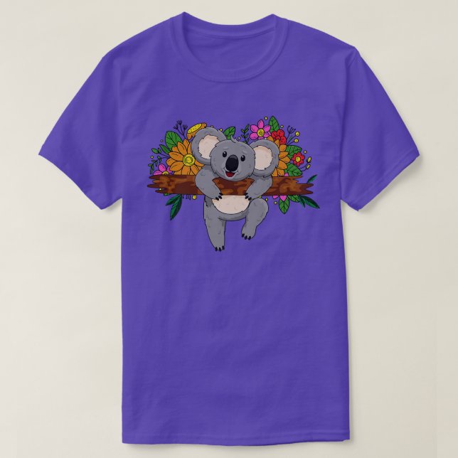 Flower Koala Bear - Australia Animals Floral Koala T-Shirt (Design Front)
