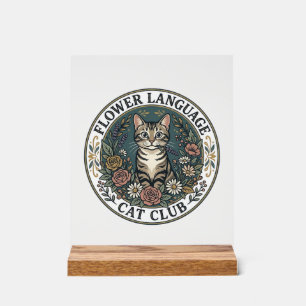 Flower Language Cat Cat Graphic Tee Art - Flower L Acrylic Sign