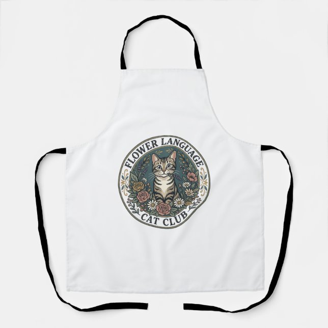 Flower Language Cat Cat Graphic Tee Art - Flower L Apron (Front)