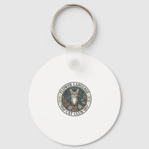 Flower Language Cat Cat Graphic Tee Art - Flower L Key Ring