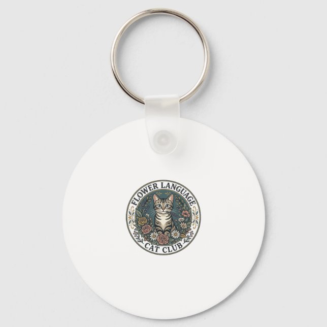Flower Language Cat Cat Graphic Tee Art - Flower L Key Ring (Front)