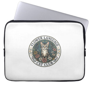Flower Language Cat Cat Graphic Tee Art - Flower L Laptop Sleeve