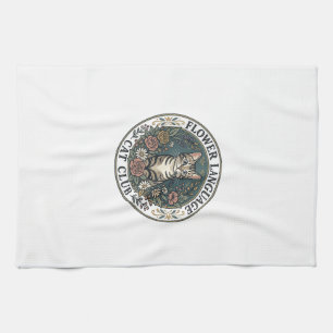 Flower Language Cat Cat Graphic Tee Art - Flower L Tea Towel