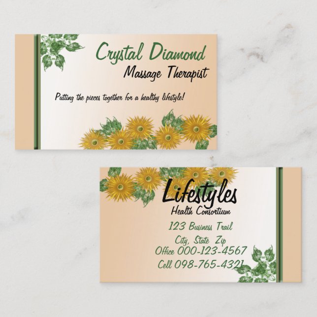 Flower Leaf Abstract Digital Art Borders Template Business Card (Front/Back)