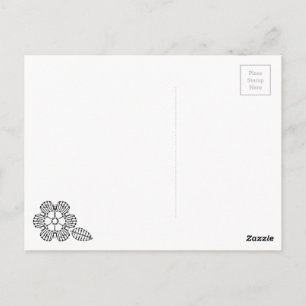 Flower & Leaf Crochet Chart Pattern Postcard
