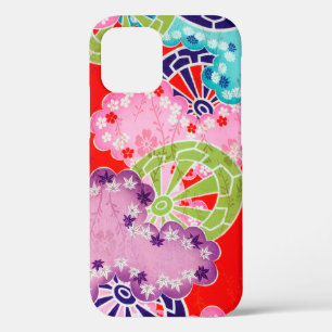 Flower, Leaf, Wheel Pattern, Japanese Design iPhone 12 Case