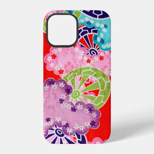 Flower, Leaf, Wheel Pattern, Japanese Design iPhone Case (Back)