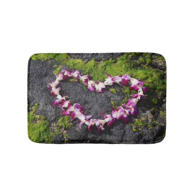 Flower Lei on the Rocks Bath Mat (Front)