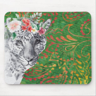 Flower Leopard Jungle Batik Mouse Pad