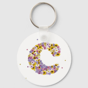 Flower letter C Key Ring